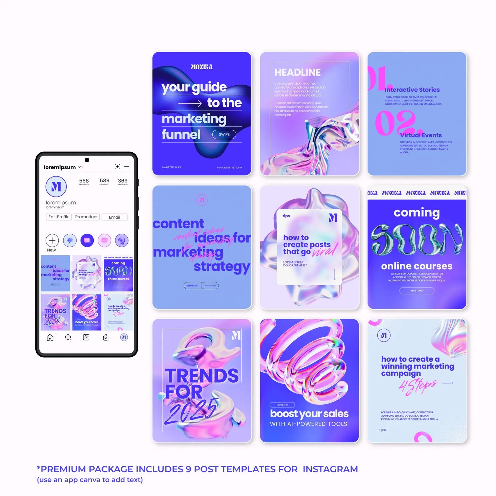 Unique Instagram Post Templates Bundle | Social Media Branding Package 9 Personality Instagram Post Templates Canva | | Content Creation